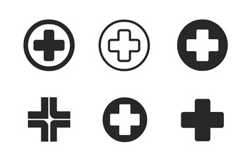 Obraz premium PPE Logo Variations. Personal Protective Equipment (PPE). Set Logo of Personal Protective Equipment (PPE): first aid cross. harmonious logo variations of the