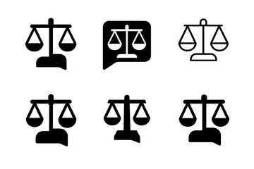 Social Change Logos. Innovative achievements in social change. Set Logo of Innovative achievements in social change: Crowdsourced legal aid (scales + chat