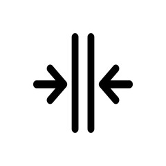 Two vertical lines with arrows pointing towards each other indicating compression and convergence symbol