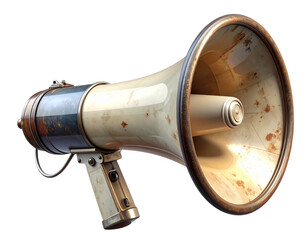 old megaphone isolated on white