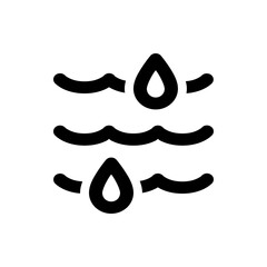 Illustration of water waves with two water droplets in black and white simple design style vector art
