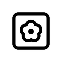 Naklejka premium Black and white flower icon inside a rounded square frame with a simple and minimalist design style present