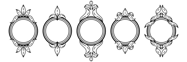 Set of frames in baroque style. Decorative curling plant.