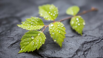 Water droplets on leaf surface macro view of green leaf showcasing natural pattern of clear water droplets fresh and vibrant