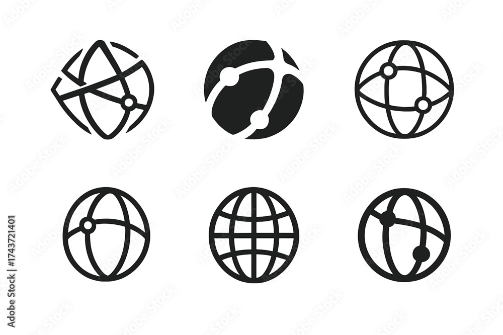Wall mural networking logo variations. your network is your net worth. set logo of networking: globe with conne