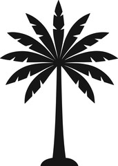 Stylized black palm tree silhouette with jagged leaves, minimal tropical design perfect for logo, icon, decor, or graphic elements