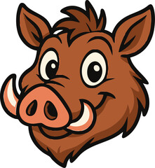 vector illustration of a warthog with big teeth smiling