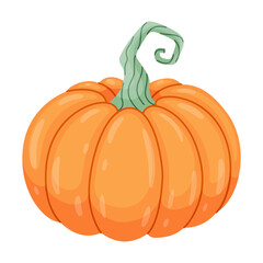 Autumn pumpkin. Hand drawn trendy flat style isolated on transparent background. Ideal for Halloween or Thanksgiving stickers, menus, apps, posters, design. Vector illustration