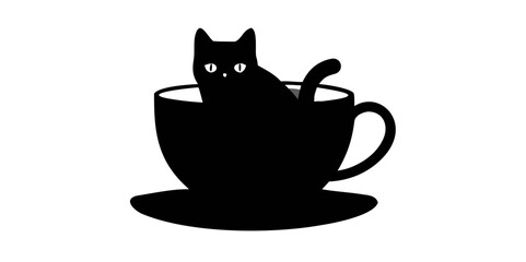 black cat inside a coffee cup