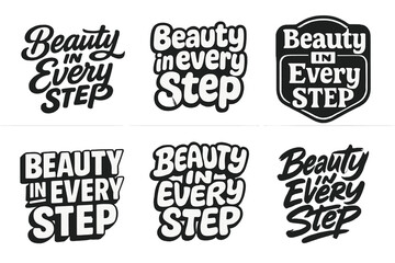 Fototapeta premium Typography Harmony Grid. Beauty in every step. Set lettering. harmonious lettering variations of the same emblematic concept (Bold hand-lettering with playful