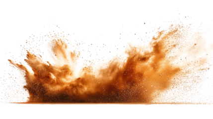 Dynamic Desert Sand Explosion on Transparent Background