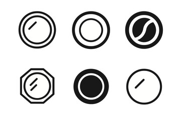 Fototapeta premium Mirror Logo Variations. Interior design and home decor trends. Set Logo of mirror: circular wall mirror with frame. harmonious logo variations of the same