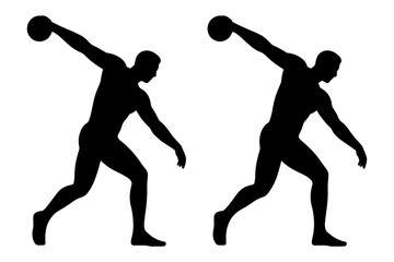 Silhouette of discus thrower in action 
