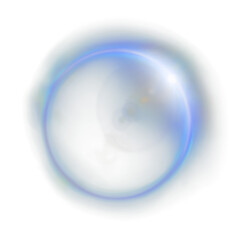 Stunning blue orb with radiant lens flare perfect for adding a magical touch to any design project, creating a dreamy and ethereal visual effect.