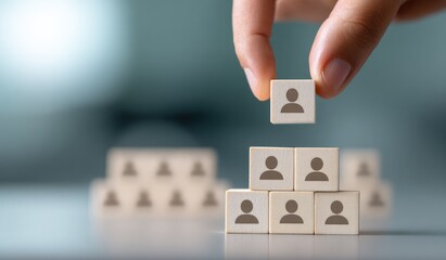 Building team dynamics enhancing collaboration with people blocks modern office space visual representation inspirational concept