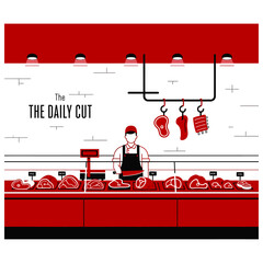 Meat Shop icon flat vector design.