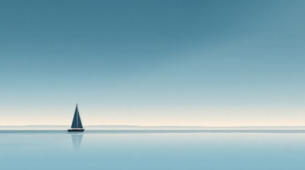 Serene sailboat gliding across tranquil waters, evoking peace and freedom with its reflection under a clear sky