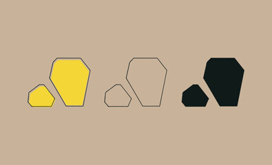 Three stylized coffin shapes in yellow gray and black on a muted background