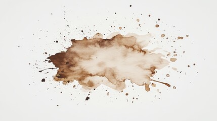 An abstract watercolor splash featuring various shades of brown, with splatters and textures creating a dynamic artistic effect.