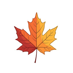 Fototapeta premium Vibrant maple leaf illustration with autumn colors gradient, fall season foliage vector graphic, isolated nature element.