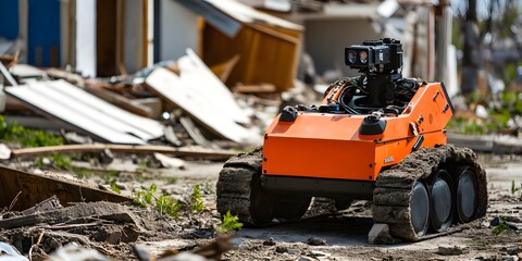 Orange Search and Rescue Robot in Disaster Debris disaster relief
