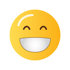 A cheerful yellow emoji with closed eyes and a wide open mouth showing a big smile
