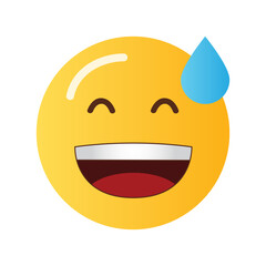Laughing emoji with a sweat drop indicating relief after a stressful or funny situation