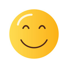 A bright yellow smiley face with closed eyes and a wide smile conveying happiness and joy