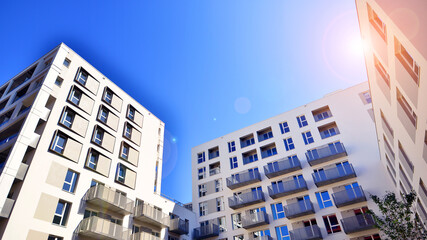 New modern block of flat, condo architecture. Residential apartment flat  Luxury house complex. City real estate property, 