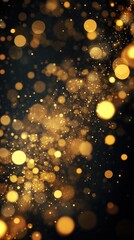 A captivating display of shimmering golden bokeh lights on a dark background, creating a magical and festive atmosphere.