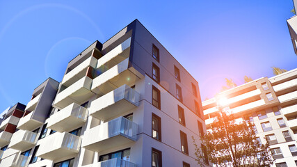 New modern block of flat, condo architecture. Residential apartment flat  Luxury house complex....