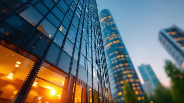Modern Cityscape: This captivating photograph captures the sleek lines and towering heights of modern skyscrapers, showcasing the architectural marvels of a thriving urban center.