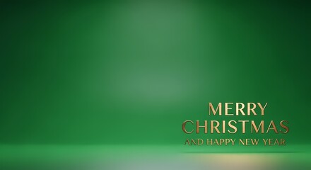 Minimalist Studio Background with Golden Merry Christmas and Happy New Year Typography