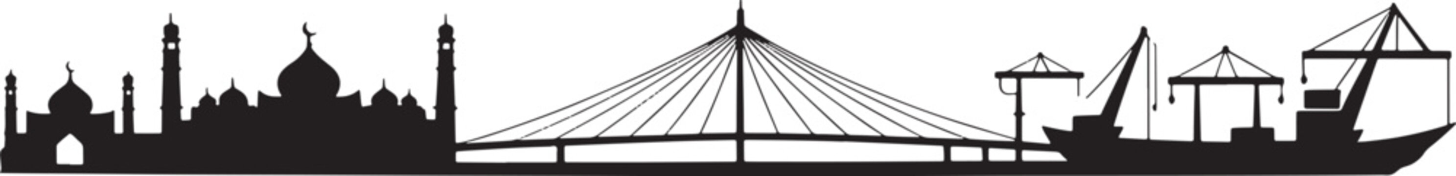 Basra Silhouette Skyline Cityscape Icon Urban Landmark View Flat Style Vector Illustration