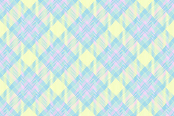Floor background check fabric, holiday plaid vector texture. Pretty tartan seamless textile pattern in light and cyan colors.