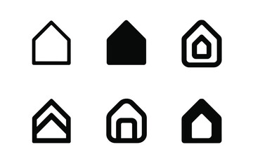 Safety Logo Variations. Shelter. Set Logo of Safety: abstract home icon. harmonious logo variations of the same emblematic concept, each with different