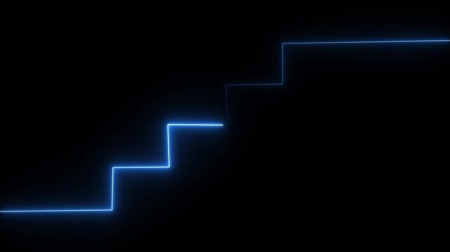 Glowing neon increase business graph arrow chart animation on black background.Glowing neon up business graph animation with arrow and black background.4k video black background,