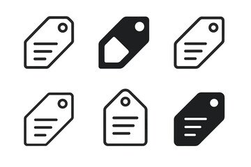 Harmonious Label Logos. Address label. Set Logo of label tag: rectangular tag with corner cutout for writing address. harmonious logo variations of the same