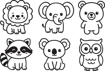 Set of cute animals isolated on white background
