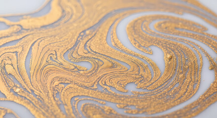 Macro photography of liquid marble surface, swirling veins of gold and white ink in water, luxurious and elegant pattern, abstract background. High detail, 4K, seamless texture potential