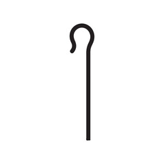 Shepherd crook stick silhouette vector flat illustration design on white background