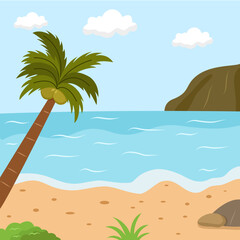 Flat Landscape View Of Beach