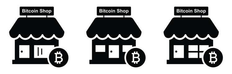 Bitcoin exchange store icon, vector illustration