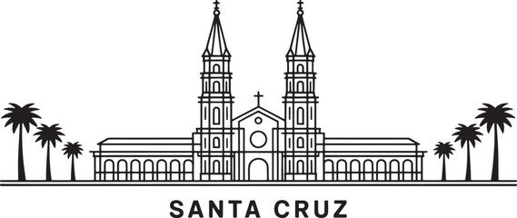 Fototapeta premium Santa Cruz Bolivia Vector Cityscape Silhouette Landmark Outline Illustration