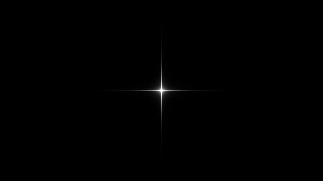Glowing and twinkling star motion graphics on black screen background. Twinkling stars animation, shiny Optical flare light with sparkle rays rotating, Stars shine effect, Loop video. 4k