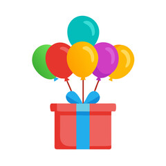 colorful balloons with gift boxes