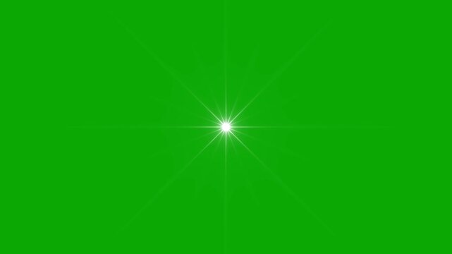 Glowing and twinkling star motion graphics on green screen background. Twinkling stars animation, shiny Optical flare light with sparkle rays rotating, Stars shine effect, Loop video. 4k