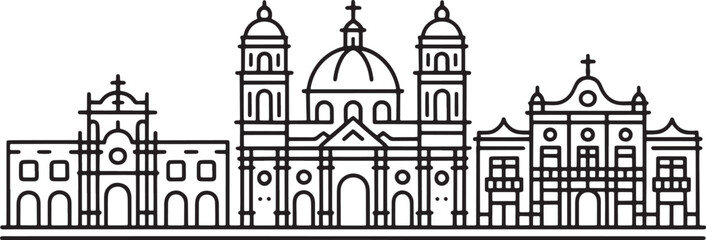 Obraz premium Sucre City line vector illustration on transparent background