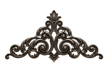 Vintage Ornate decorative flourish with scrolling patterns, isolated on transparent cutout background, cut out, png
