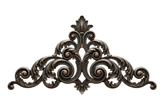 Vintage Ornate decorative flourish with scrolling patterns, isolated on transparent cutout background, cut out, png